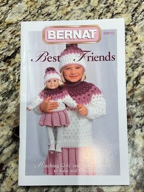 Bernat 'Best Friends' Matching Girl & Doll Knit Set Pattern booklet 4 outfits